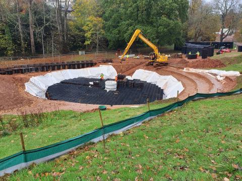 Sidmouth Flood Alleviation scheme during construction